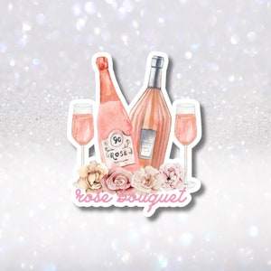 Stickers champagne roze roze girly - bruiloft vrijgezellenfeest tafeldecoratie goodies - aanpasbare stickers - wijn en rozen Kindle Pops