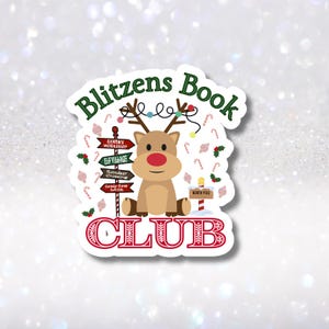 Adesivo renna natalizia Blitzen - Decorazioni per club del libro - Regali olografici per feste di libri - Adesivi per le feste di Natale - Ciondolo Kindle Pops