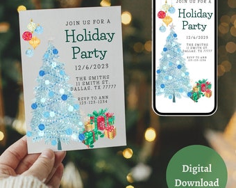 Christmas Party Invitation, Editable Party Invitation, Digital Party Invitation, Mobile Invitation, Holiday Party Invitation, Canva template