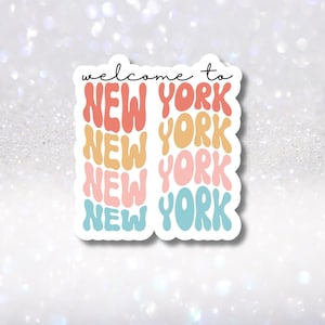 Sticker New York coloré en vinyle - Charm Pops Kindle grosse pomme - Cadeau style fille new-yorkaise - Sticker NYC arc-en-ciel - Cadeau ville qui ne dort jamais