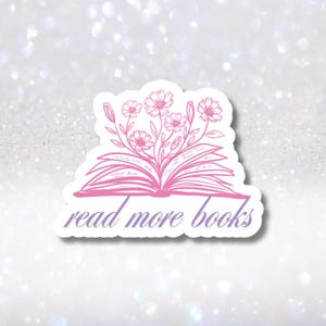 Lies mehr Bücher Niedliche blumige Kindle Charm Aufkleber - Geschenke für Buchliebhaber - Rosa Blumen Aufkleber - Laptop Pops - BookTok Aufkleber - Bücherwurm Dekor