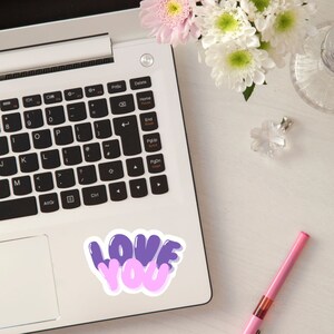 Pegatina con forma de burbuja "Te amo" - Calcomanías resistentes al agua para botellas, computadoras portátiles y Kindle - Regalos femeninos rosados para ella - Kindle Charm Pops