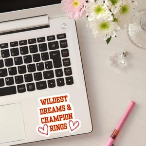 Wildest Dreams Champion Rings Sticker - Big Bowl Game Decoration - Rood en goud Pro Football Sticker - NFL Love Decal - NFL Girl Gifts