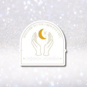 Benvenuti a Crescent City SJM Lunathion ispirato all'adesivo in vinile - Decalcomania ACOTAR TOG - Regali per amanti dei libri - Ciondoli Kindle Pops - Decorazioni a stelle e luna