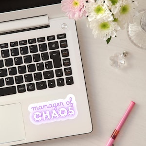 Chaos-Manager Büro Humor Aufkleber für Laptop Kindle - Geschenke für Chefin - Lustiger Aufkleber für Mütter und Lehrer