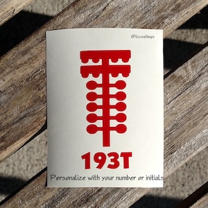May include: Red racing tree silhouette sticker with the number 193T and the text "Personalize with your number or initials".