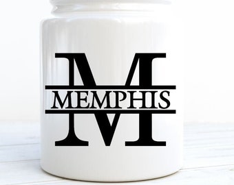 Custom Last Name Vinyl Decal: Split Letter Monogram