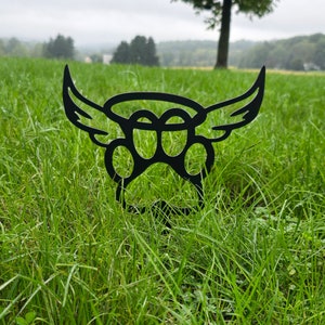 Pet Remembrance Yard Stake: Angel Paw Print, Outdoor Memorial Art