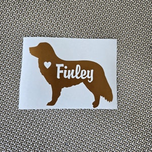 Nova Scotia Duck Tolling Retriever Silhouette with Heart and Name -  Vinyl Graphic Decal   Many color options