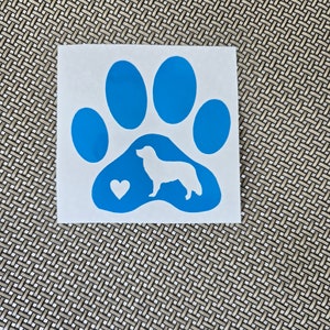 Paw Print with Nova Scotia Duck Tolling Retriever and Heart -  Vinyl Graphic Decal   Many color options