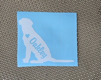 Labrador Retriever Vinyl Decal Silhouette with Heart and Name -  Many color options