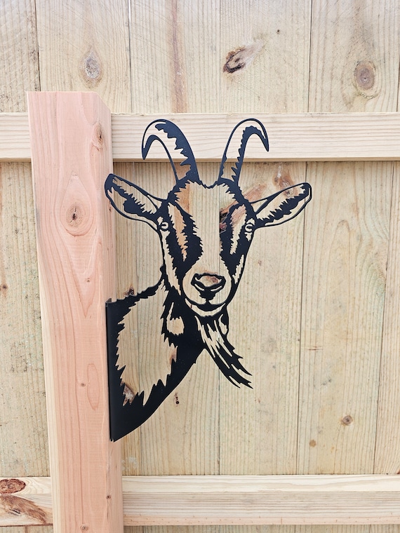 MTFun Farm Peeping Goat Chicken Metal Art Ornaments Garden Outdoor Wall Mounted Ornaments