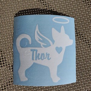 Angel Chihuahua Vinyl Decal - Silhouette with Heart, Name, Wings and Halo - Many color options image 7