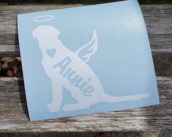 Angel Lab Vinyl Decal: Personalized Dog Silhouette with Wings & Halo