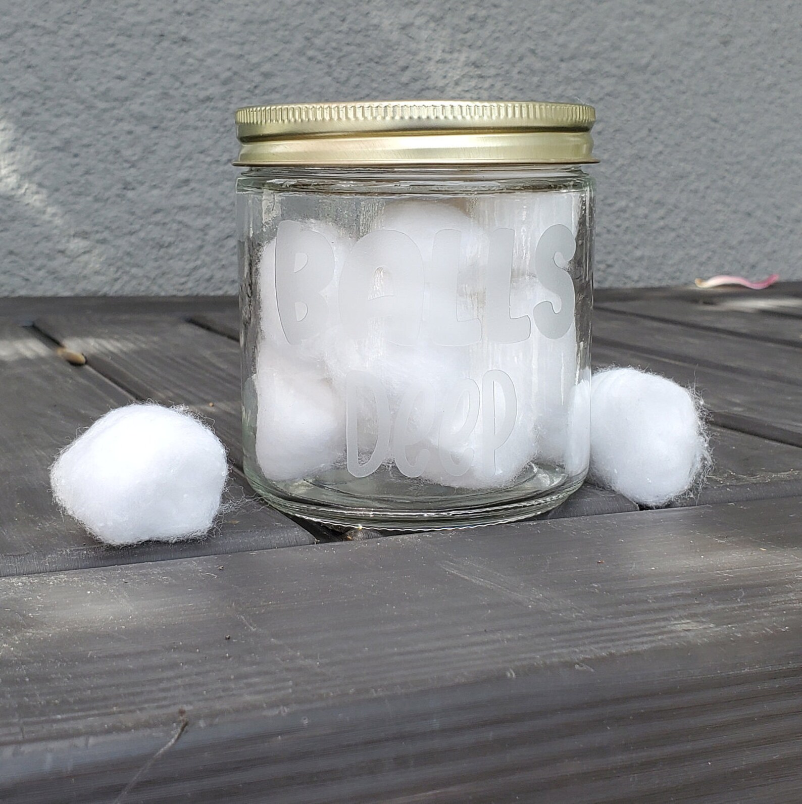 Engraved Cotton Ball Holder Balls Deep 16 Ounce Glass Jar Etsy