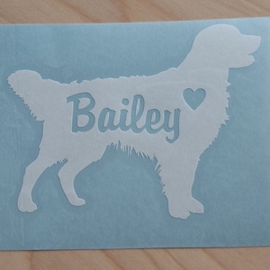 Personalized Golden Retriever Vinyl Decal: Dog Silhouette with Heart