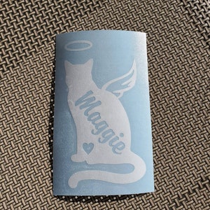 Angel Cat Memorial Vinyl Decal: Personalized Pet Loss Gift
