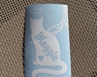 Angel Cat Memorial Vinyl Decal: Personalized Pet Loss Gift