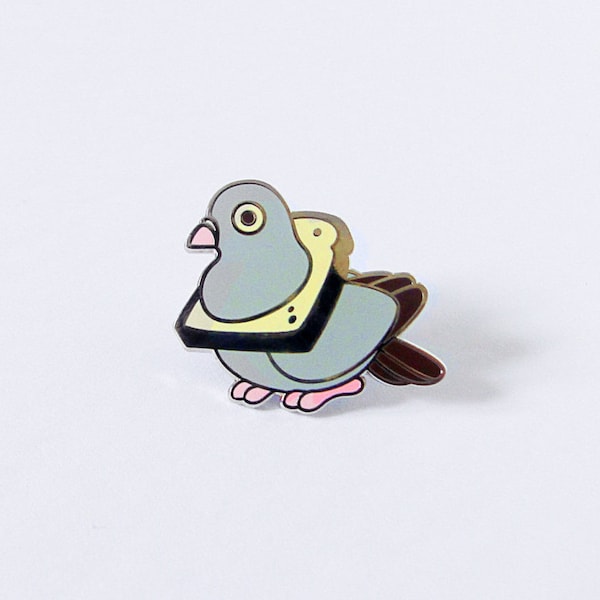 bread pigeon enamel pin (silver finish)