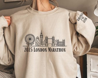 Marathon Finisher Sweatshirt, Personalized Marathon Sweatshirt, Marathon Finisher Sweatshirt, Marathon Runner Gift, Name on Sleeve, London