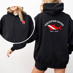 Scuba Diver Hoodie, Personalized Scuba Diving Hoodie, Custom Name Hoodie, Scuba Diver Gift, Shark Hoodie, Shark Scuba Diver Hoodie, Shark
