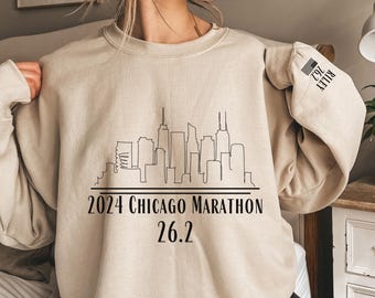 Personalized Running Sweatshirt, Custom Marathon Sweatshirt, Marathon Finisher Sweatshirt, Gift for Runner, Name on Sleeve, 26.2 Chicago