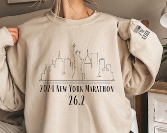 New York Finisher Sweatshirt, New York Finisher Sweatshirt, Custom Marathon Sweatshirt, Gift for Marathoner, Name on Sleeve, New York 26.2
