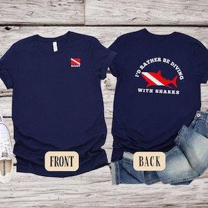 Scuba Diving Shirt, Scuba Diver Shirt, Personalized Dive Shirt, Custom Diving Shirt, Name on Front, Scuba Diver Gift, Shark Diving T-Shirt
