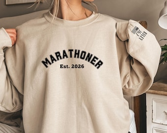 Marathoner Finisher Sweatshirt, Personalized Running Sweatshirt, Custom Marathoner Sweatshirt, Marathon Runner Shirt, Name on Sleeve, 26.2