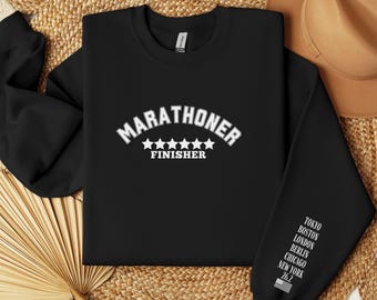 Marathoner 6 Star Finisher Sweatshirt, Personalized Running Sweatshirt, Custom Marathoner Sweatshirt, Marathon Runner Shirt, Name on Sleeve