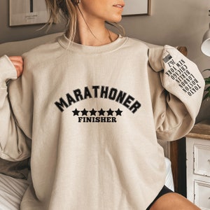 Marathoner 6 Star Finisher Sweatshirt, Personalized Running Sweatshirt, Custom Marathoner Sweatshirt, Marathon Runner Shirt, Name on Sleeve