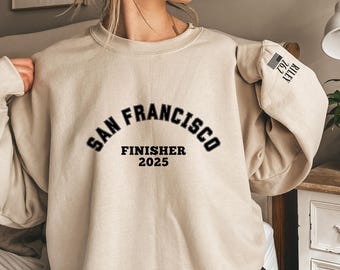 Marathon Finisher Sweatshirt, Personalized Running Sweatshirt, Custom Marathon Sweatshirt, Marathon Runner Gift, Sleeve Name, San Francisco