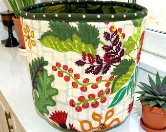Floral Fabric Storage Bin: Cotton Organizer Basket (6x6 inches)