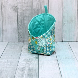 Spring Hexie Patchwork Fabric Storage Organization Bin, ready to ship