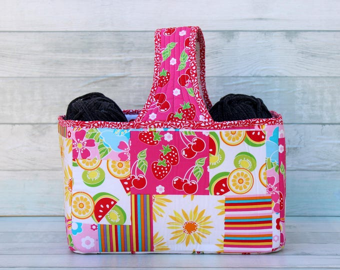 Large Floral Fabric Storage Container With Cats. FREE SHIPPING - Etsy