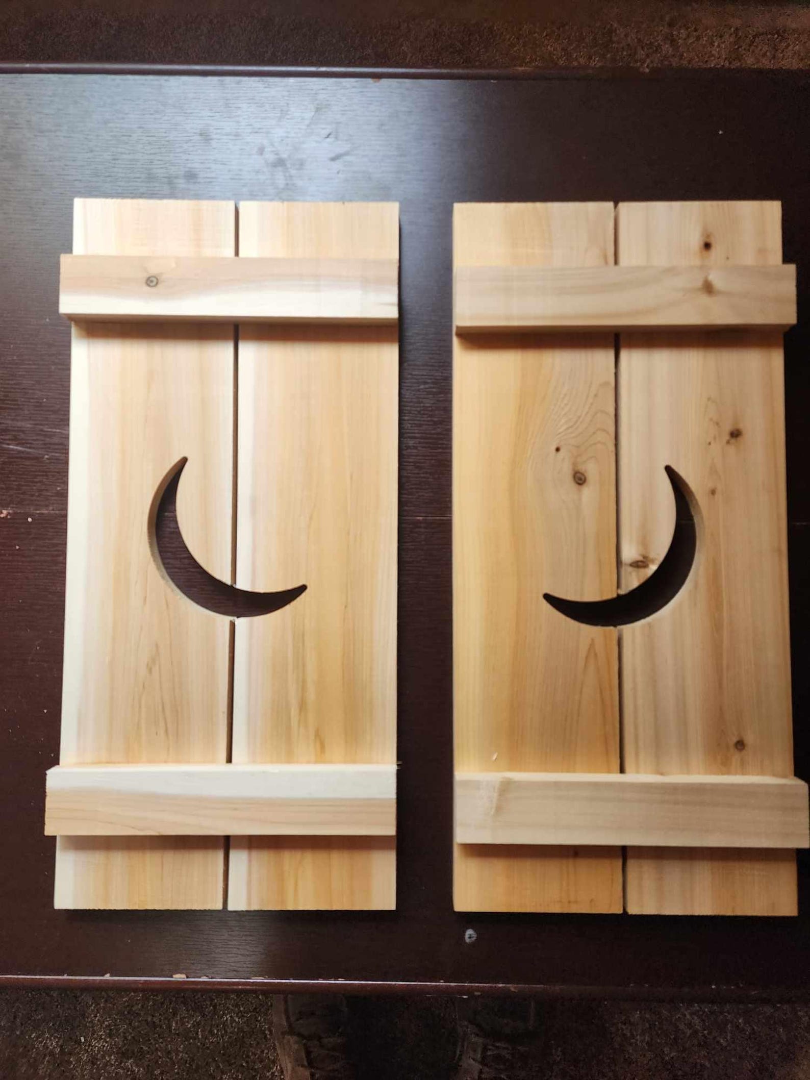 Rustic Cedar Window Shutters With Cutouts, White Cedar, Window Trim ...