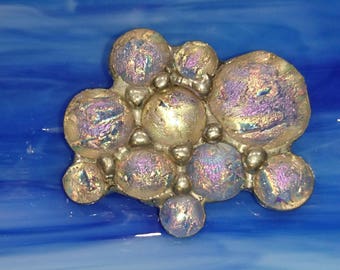 Bubbles fused stained glass brooch