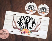 License Plate, Custom License Plate, Monogram Car Tag, Car Accessories, Car Coasters, License Plate and Car Coaster Set, Front License Plate