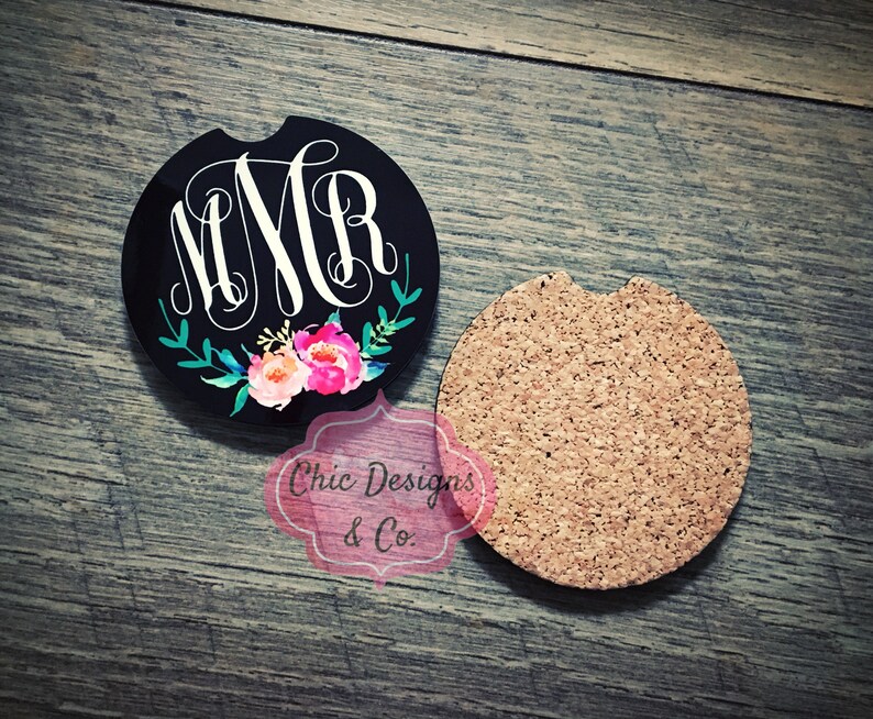 Monogrammed Car Coasters Monogrammed Coaster Set Etsy