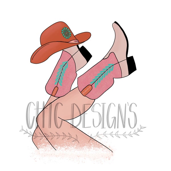 Cowgirl Legs and Cowgirl Hat Digital File, Western Digital Files, Western Cowgirl PNG JPEG File, Punchy Cowgirl Files