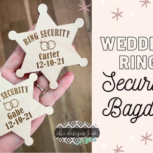 Wedding Ring Security Badges Engraved Cut Out, Wooden Ring Bearer ...