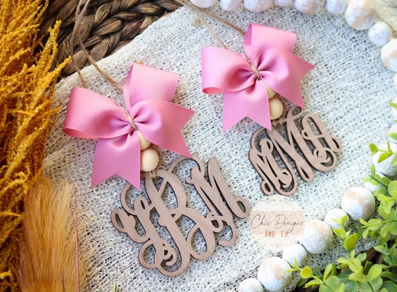 Wooden monogram car charm online