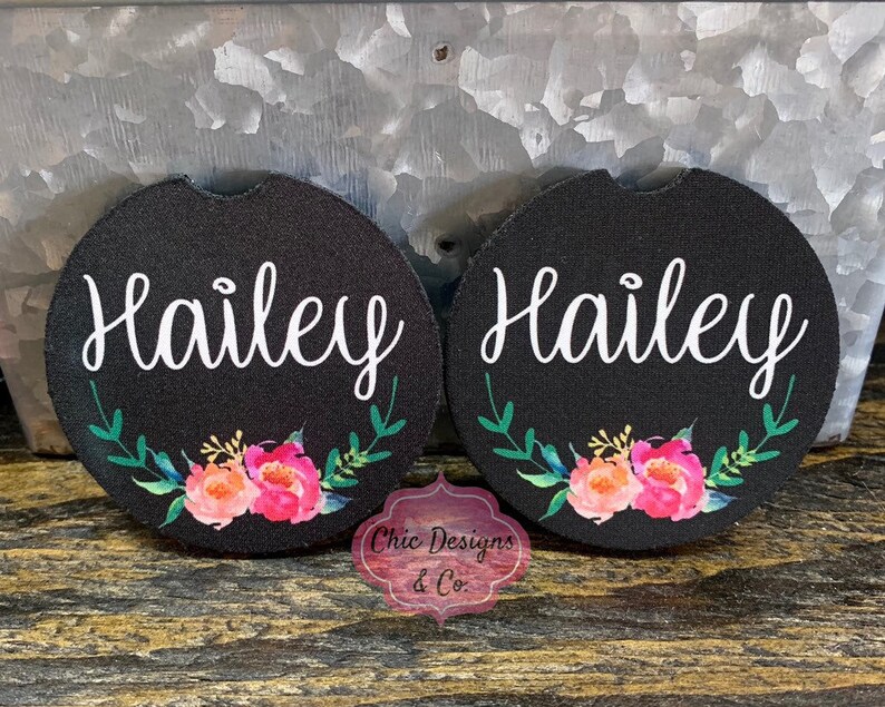 Monogrammed Car Coasters Monogrammed Coaster Set Etsy