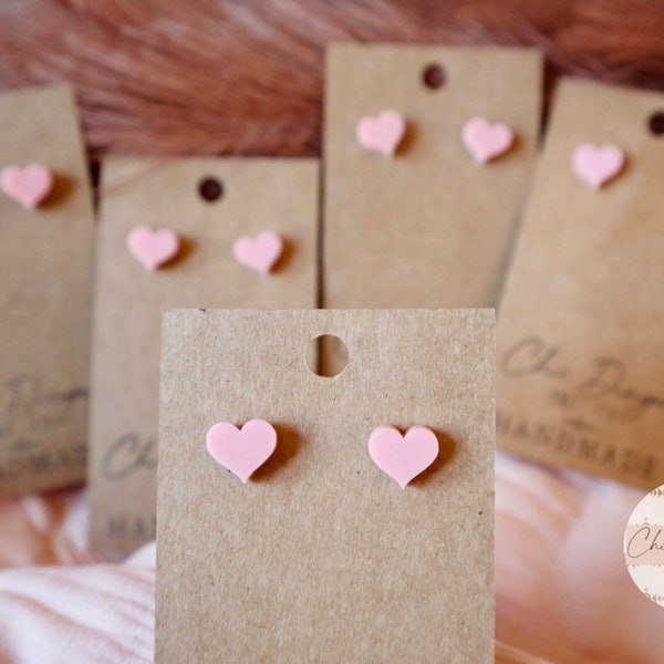 Pink Heart Stud Earrings, Heart Earrings, Heart Shape Studs, Acrylic Heart Studs, Stud Earrings, Heart Earrings,  Mini Stud Earrings