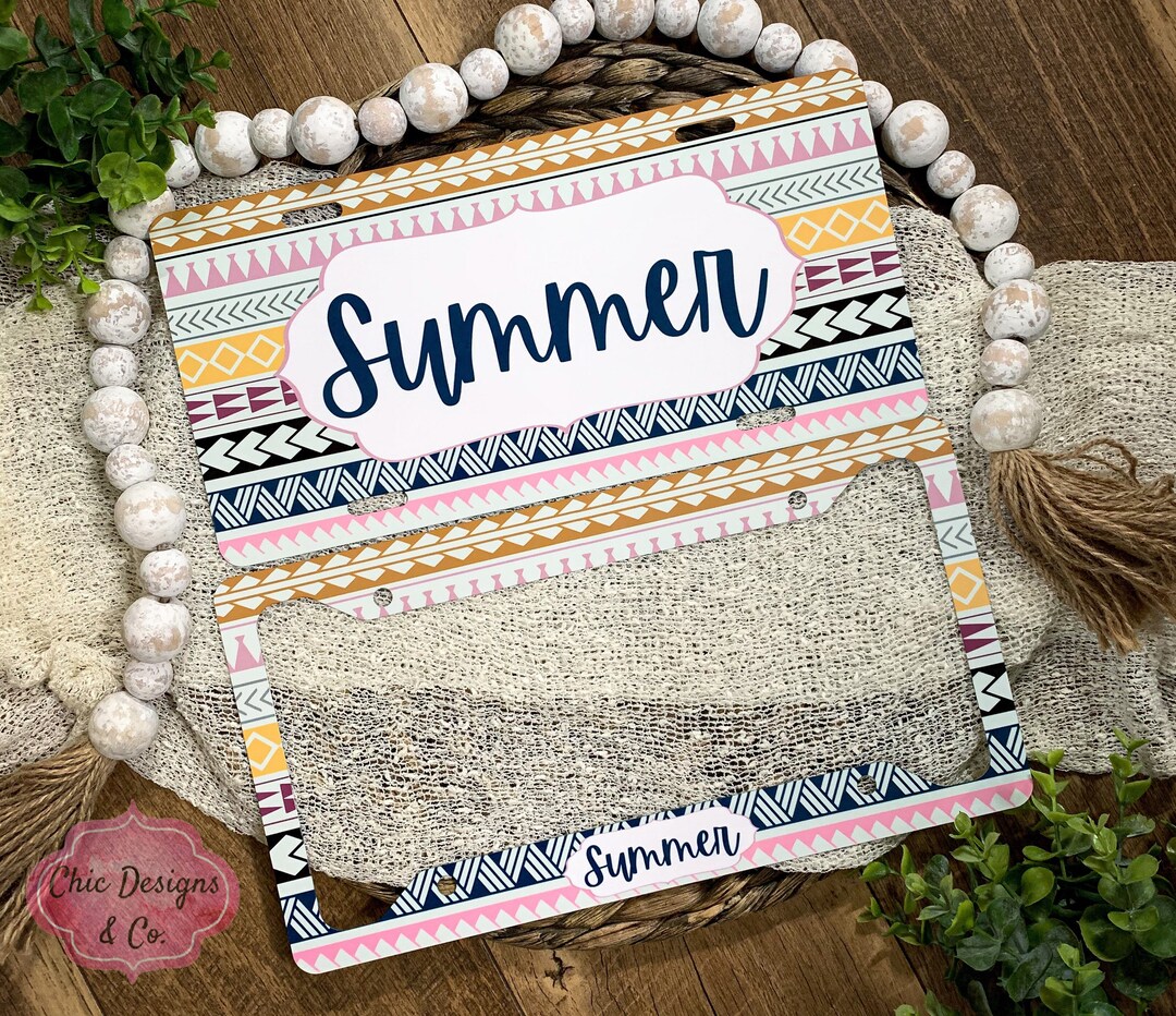 Aztec License Plate Set Boho License Plate License Plate Etsy