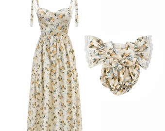 Mommy and Me bijpassende jurk 1e verjaardag Ethereal Cottagecore bloemenjurk, Moederdagjurken babyromper lente fotoshoot jurk kerk