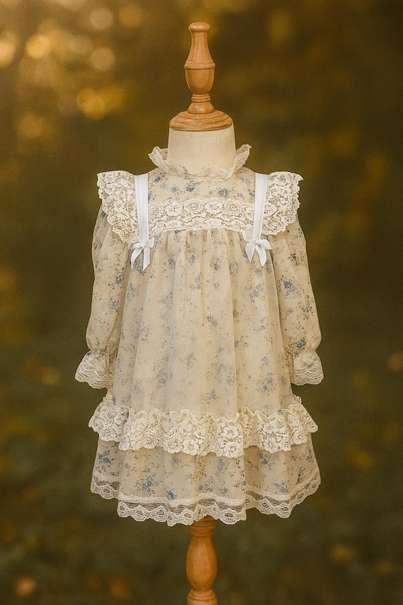 Heirloom Cottagecore Little Girls Dress Floral Delicate Dressy Church Dress  1st Birthday Coquette Dress Photoshoot Dress Holiday Mothers Day - Etsy