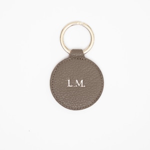 Personalizable keychain with engraving/name/initials Genuine leather in black, beige, gold Gift idea for Mother's Day, birthday Taupe/Silber