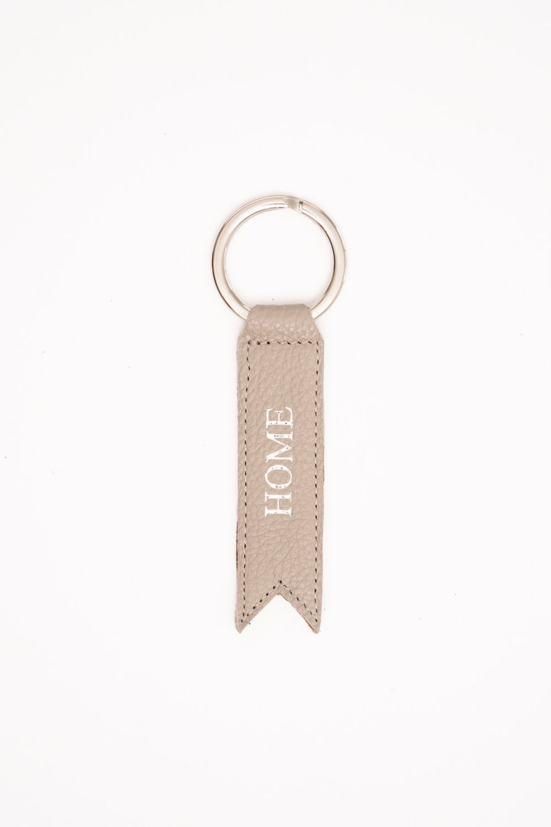 Personalizable keychain with engraving/name/initials Genuine leather in black, beige, gold Gift idea for Mother's Day, birthday Beige/Silber