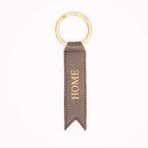 Personalizable keychain with engraving/name/initials Genuine leather in black, beige, gold Gift idea for Mother's Day, birthday Taupe/Gold